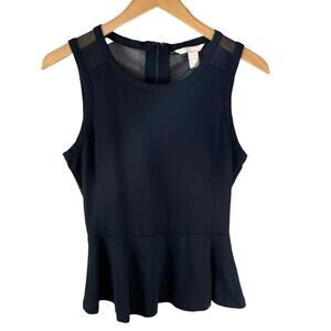 Banana Republic Womens Sleeveless Mesh Back Peplum Tank Top Black Size 0 Stylish